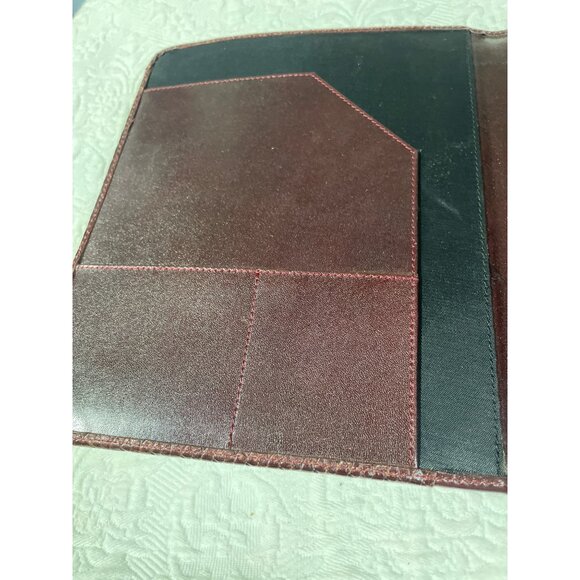 Leather Portfolio Cover Majora Full Grain Cognac Burgundy With Textured Design 1 - Picture 4 of 7